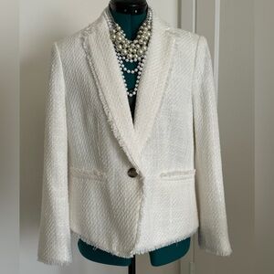 NEW Ann Taylor Newbury Blazer in White Tweed